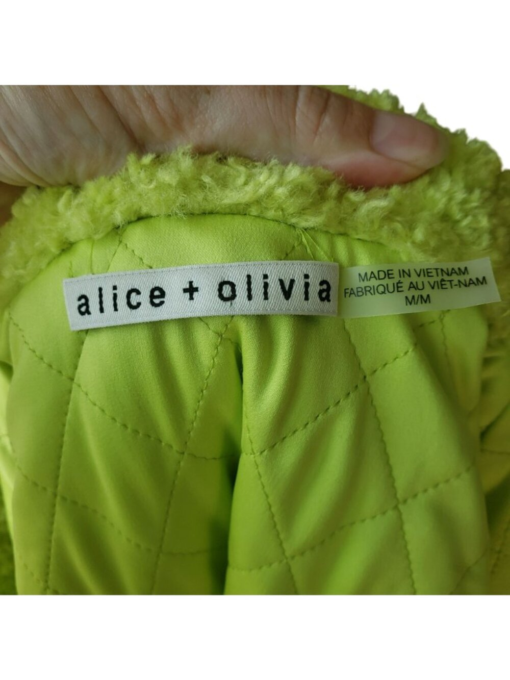 Alice + Olivia $495 Ora Faux Fur Teddy Coat Lime Green Fuzzy Maximalist Jacket - Picture 8 of 11